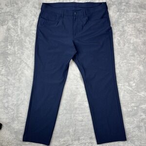 PGA Tour Mens 38 x 32 Navy Polyester‎ Performance Athletic Flat Front Golf Pants